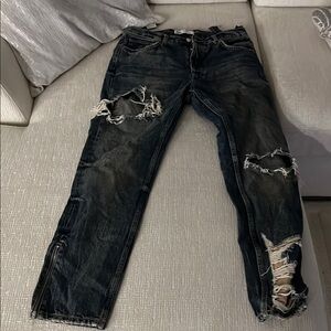 Zara Men's Distressed Black Jeans
